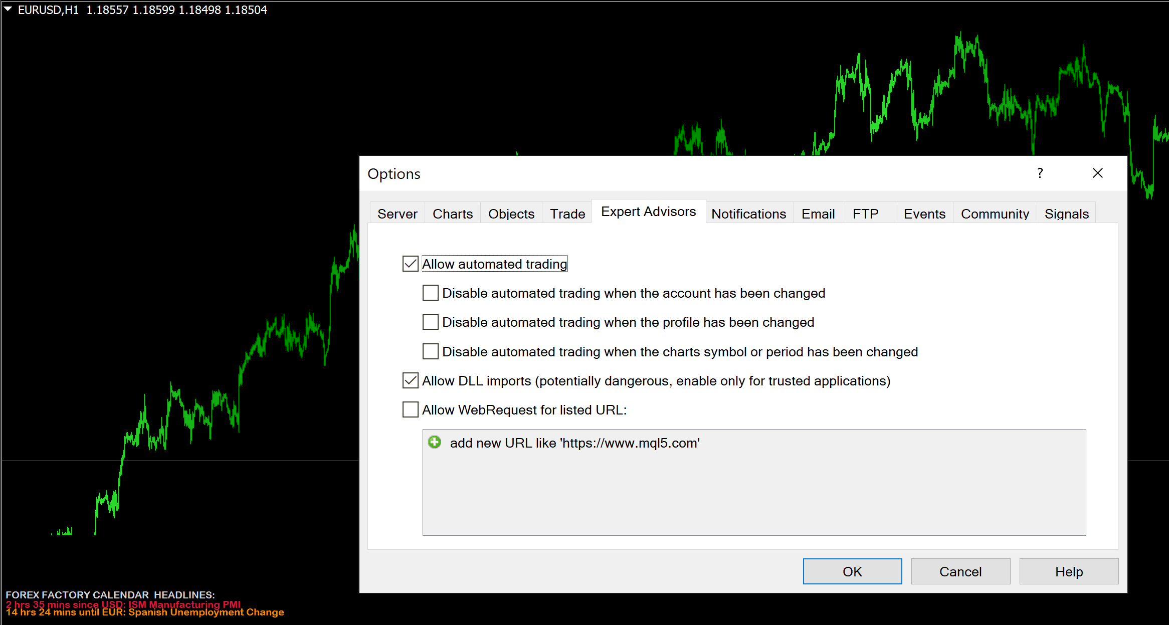 How to enable DLL imports in MT4