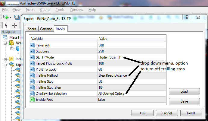 Auto Insert SL and TP preview
